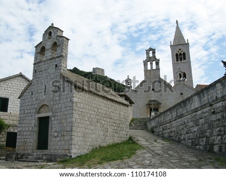 The churches of Saint Mary of grace and of saint Kosmas and Damian in Lastovo town on the island Lastovo in Croatia