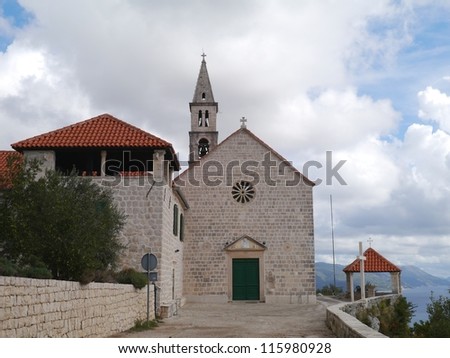 The Franciscan church on the hill above Orebic on the peninsula Peljesac in Croatia