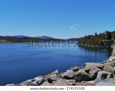 Jyndabyne lake in the Snowy River in the Snowy Mountains of New South Wales in Australia