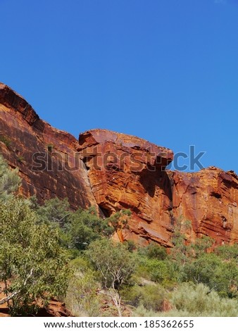 View of the sandstone rocks at the Kings Canyon in the Watarrka National Park in Northern Territory in  Australia