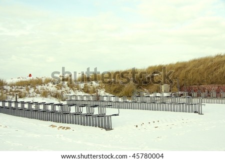 Cycle shed in the sand dunes in the snow