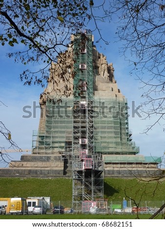 Renovation of the monument to the battle of the nations in Leipzig in Germany