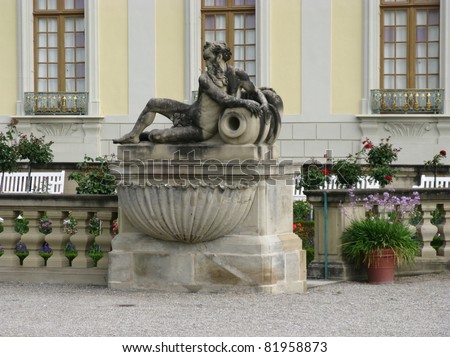 An baroque sculpture in the garden of Ludwigsburg palace in Germany