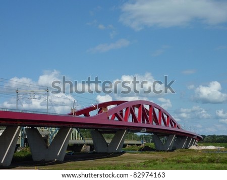 The new railroad and cycle bridge over the river IJssel in Zwolle in the Netherlands