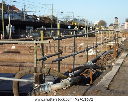 Construction work in progress for the  railway tunnel in Delft in the Netherlands
