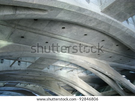 The concrete roof of the oriente railway station in Lisbon in Portugal