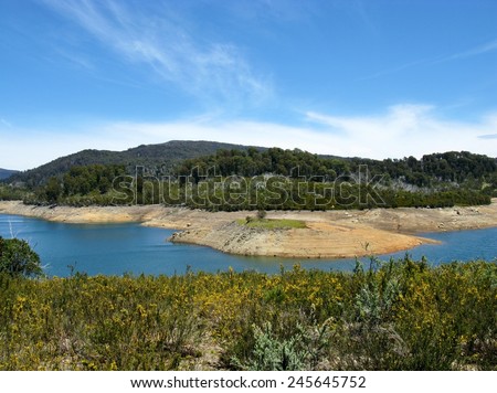 Jindabyne lake in the Snowy River in the Snowy Mountains of New South Wales in Australia