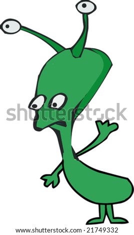 Cartoon alien cheering you