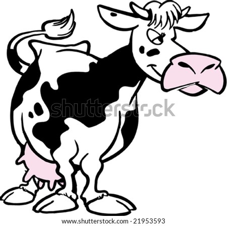 funny cows. funny cartoon cow standing