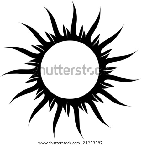 stock vector black and white sun for tattoo