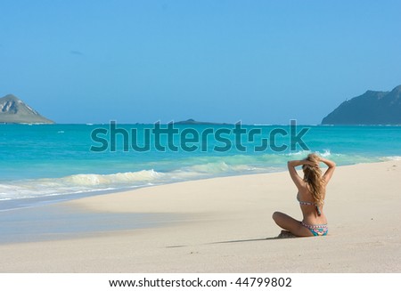 hawaii beaches girls. stock photo : Girl sitting