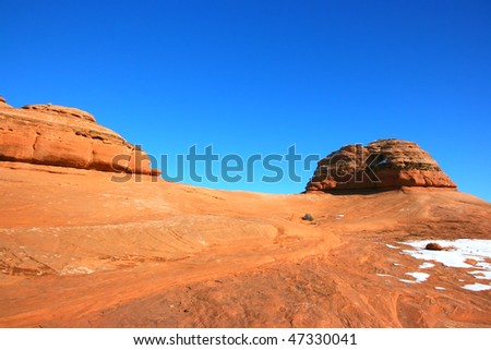Colorful mountain slope in the Arches National Park