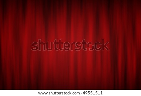 Digitally generated red theatre curtains on black