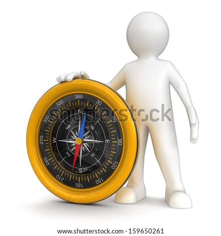 Man and Compass (clipping path included)