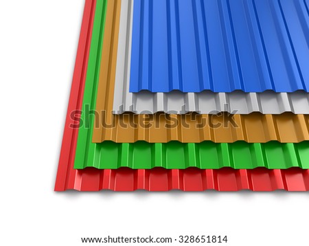 Steel profile sheets. Image with clipping path