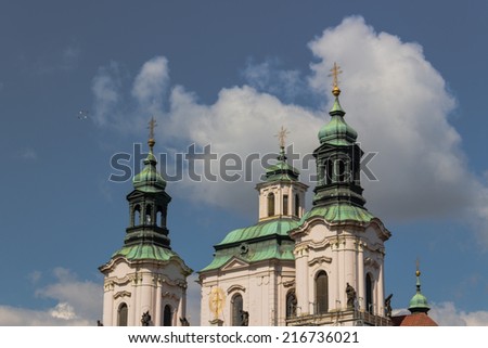 Exteriors of Church of St. James the Greater in Old Town in Prague