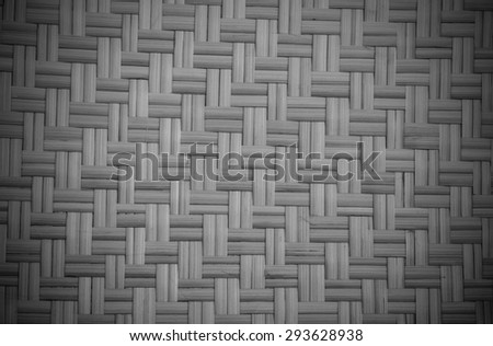 Bamboo craft woven texture background in black and white.