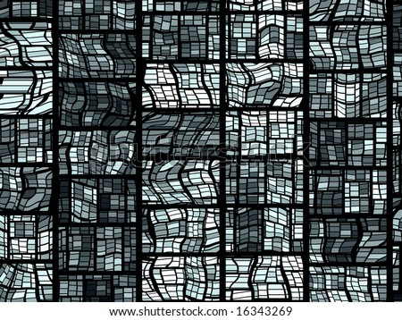 A fractal grid pattern simulates the look of a stained glass window.