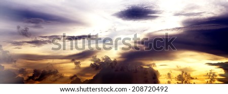 New sunray,sunset sky with cloud silhouette  landscape nature background
