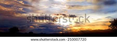 New panorama sunset sky with cloud silhouette  landscape nature background
