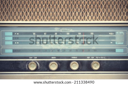Front view of Vintage Radio ,retro technology