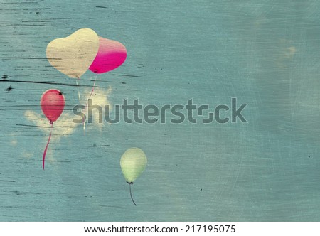 vintage heart balloon on blue sky concept of love in summer and valentine