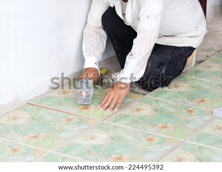 Man building contractor Floor tile installation, for  Home Building