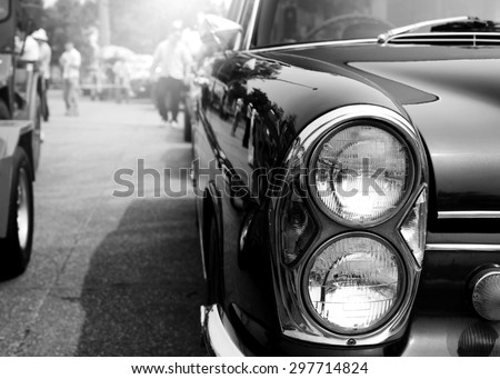 Retro of classic car ,vintage black and white style
