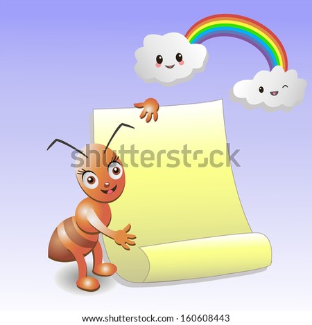 Animal alphabet ant with a colored background