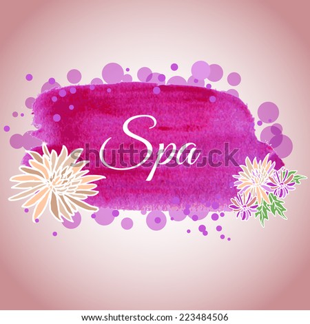 Illustration made using watercolors on spa salon with flowers for your decor Illustration made using watercolors on spa salon with flowers for your decor