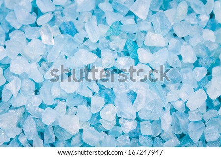 blue sea salt crystals as a background