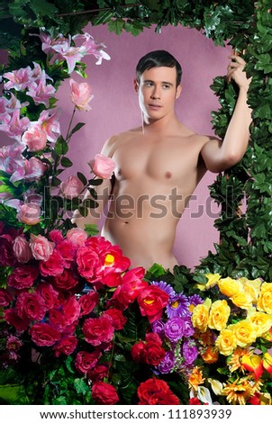 stock-photo-gay-with-flowers-in-a-pink-b
