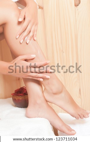 beautiful legs care in an spa