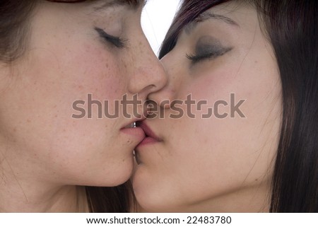 couple of women in love kissing