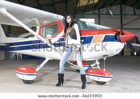 pilot woman waiting to fly