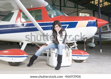 pilot woman waiting to fly