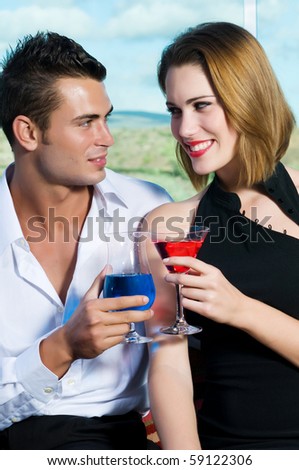beautiful couple having a drink