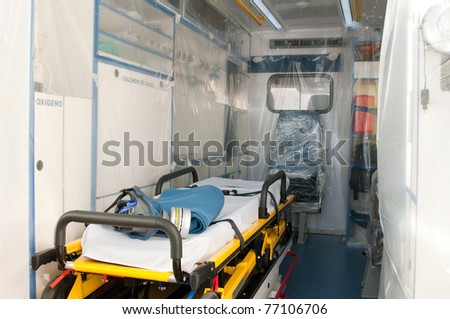 medical ambulance with plastic for ebola or virus contamination