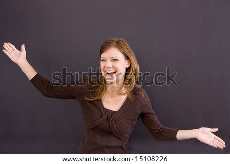 Animated teacher in front of blackboard.