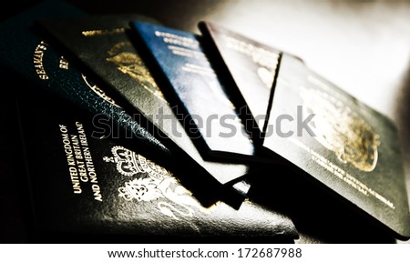 Passports - multi national ID, Seaman's Books, - spy / agent concept / Intelligence - Secret Service