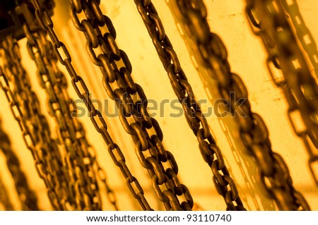 abstract of steel chain links, shallow depth of field