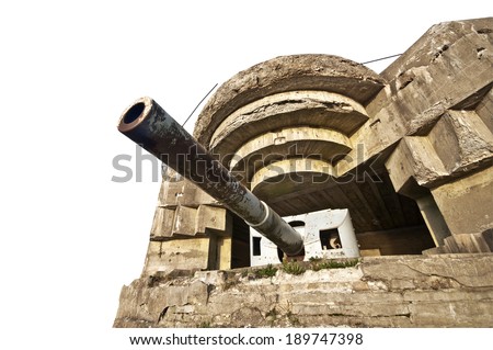 German bunker in Normandy from the Second World War isolated on white background