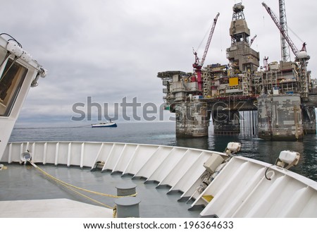 Offshore Platform together with Seismic Survey Vessels and Offshore Supply ships