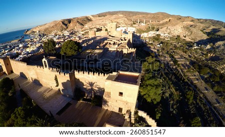 Alcazaba, Aerial shot of an old muslim construction in Almeria, Spain