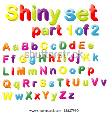 Vector Shiny Magnets Set (Part 1 of 2) - Alphabet in Small & Capital Letters