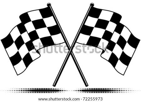 Black White Clip  Auto Racing on Vector Two Crossed Checkered Flags  Black And White Design  Gradient