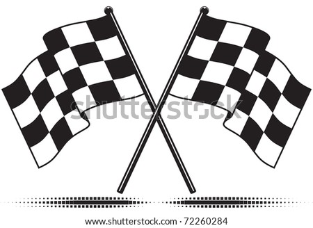 Black White Clip  Auto Racing on Two Crossed Checkered Flags  Black And White Design  Gradient Free