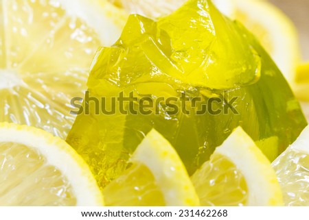 Sweet jelly with lemon. Selective focus