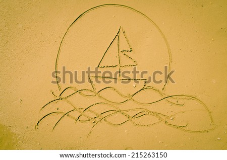 boat drawn in sand on beACH