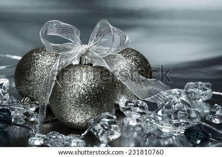 golden christmas ball and golden ribbon decoration